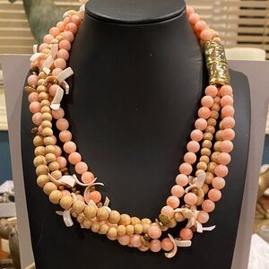 Gay Boyer  Faux Coral and She’ll  Beaded Necklace